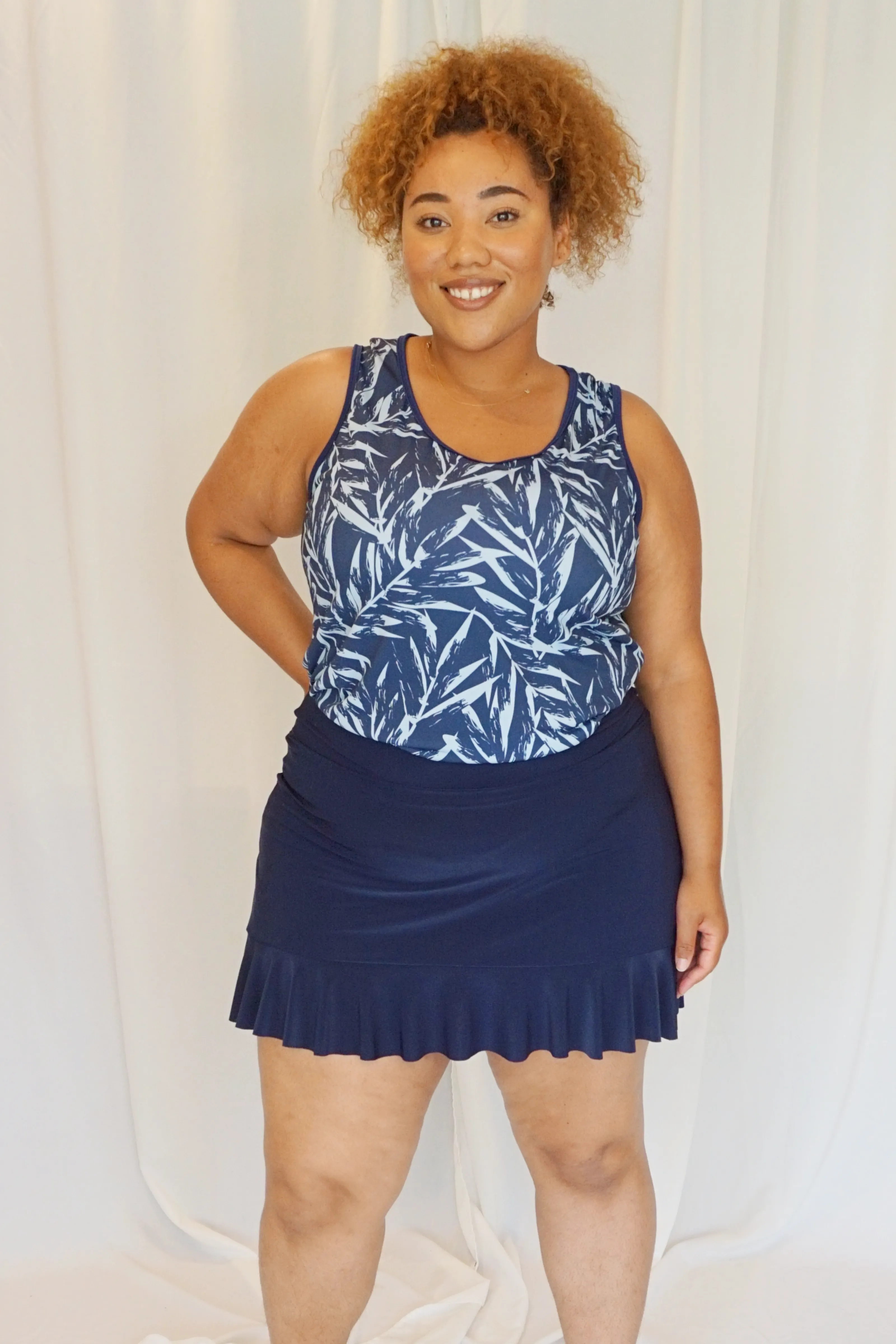 Navy Ruffle Skort