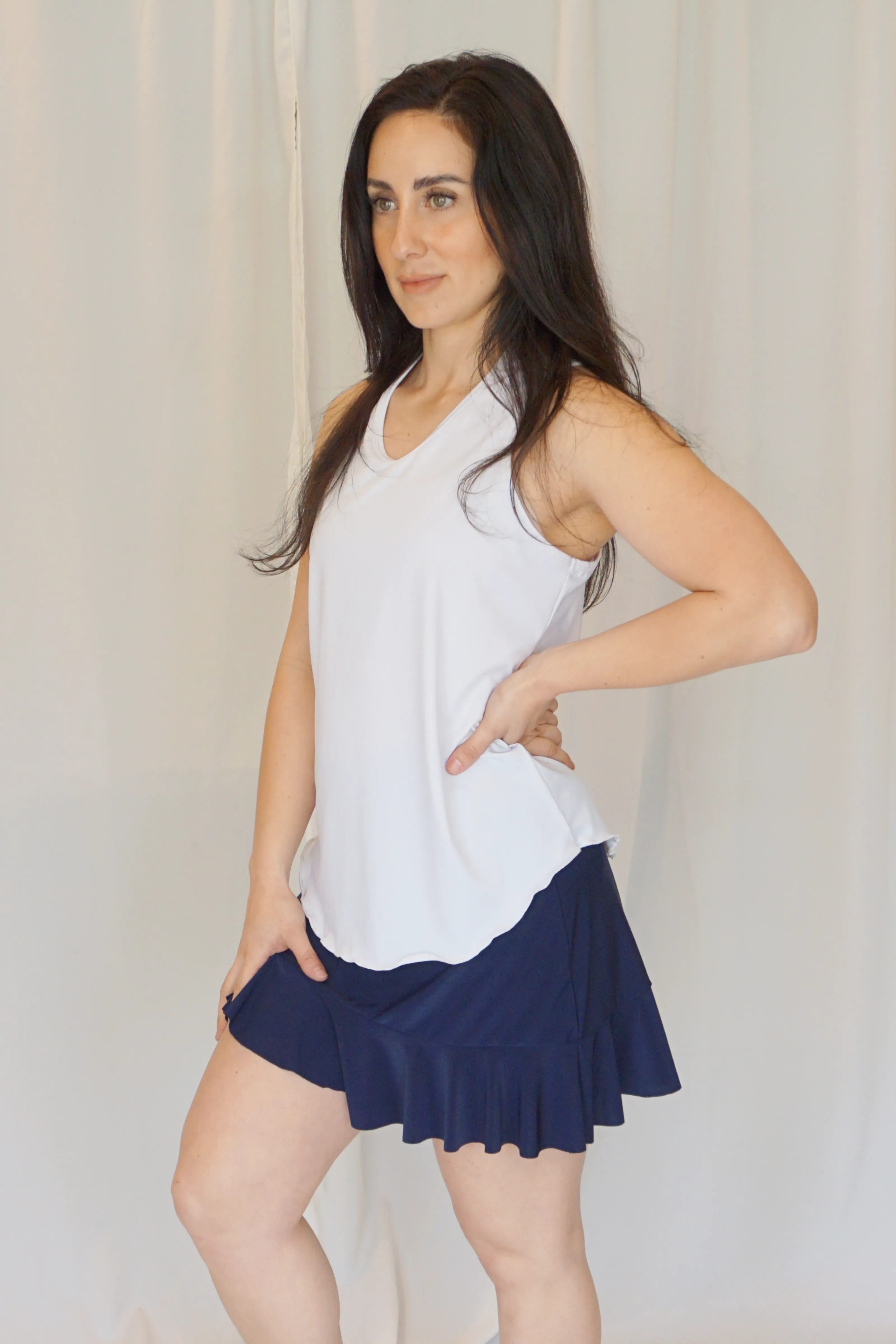 Navy Ruffle Skort