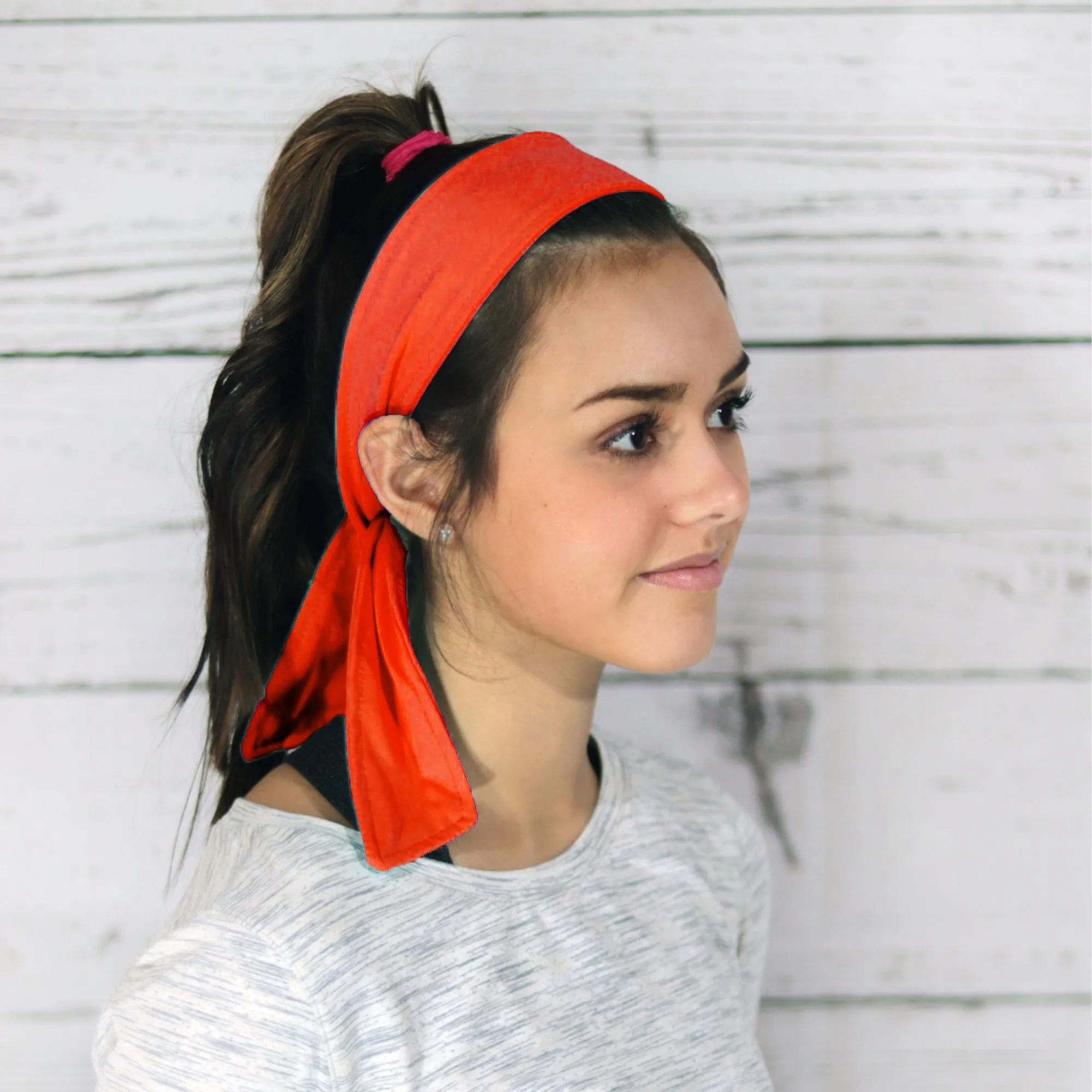 Neon Orange Tie Headbands - 12 Pack