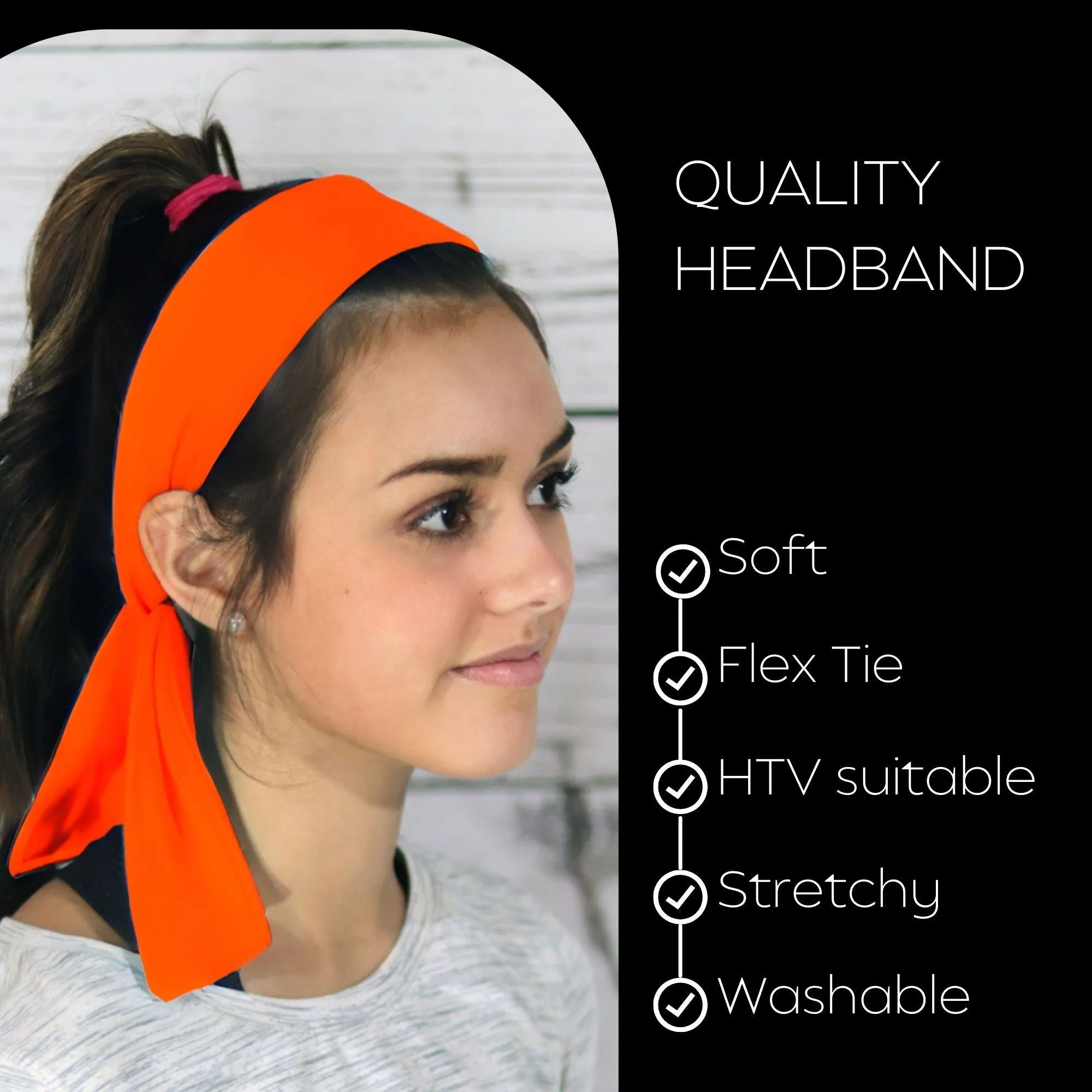 Neon Orange Tie Headbands - 12 Pack