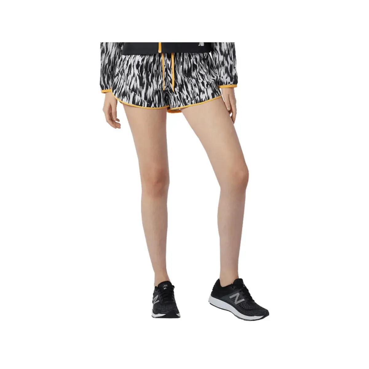 New Balance Printed Fast Flight Split Shorts White Black Women