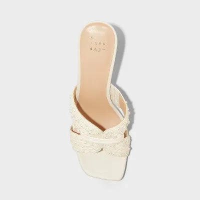 New - Women's Tia Mule Heels - A New Day Cream 9