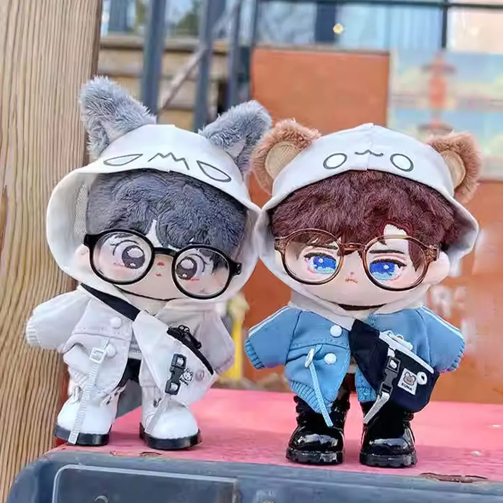 niannyyhouse 10cm 15cm 20cm Plush Doll Clothes Hoodie Vest Pants Backpacks Glasses Shoes Wolf Bear Outfit Soft Stuffed Toy Dressup Gift