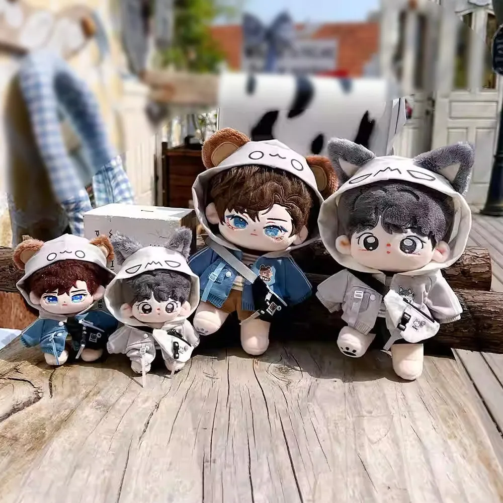 niannyyhouse 10cm 15cm 20cm Plush Doll Clothes Hoodie Vest Pants Backpacks Glasses Shoes Wolf Bear Outfit Soft Stuffed Toy Dressup Gift