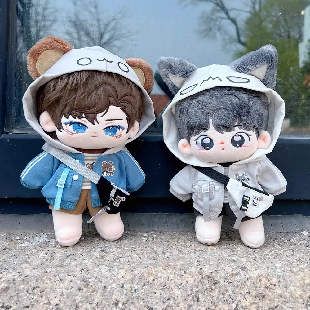 niannyyhouse 10cm 15cm 20cm Plush Doll Clothes Hoodie Vest Pants Backpacks Glasses Shoes Wolf Bear Outfit Soft Stuffed Toy Dressup Gift