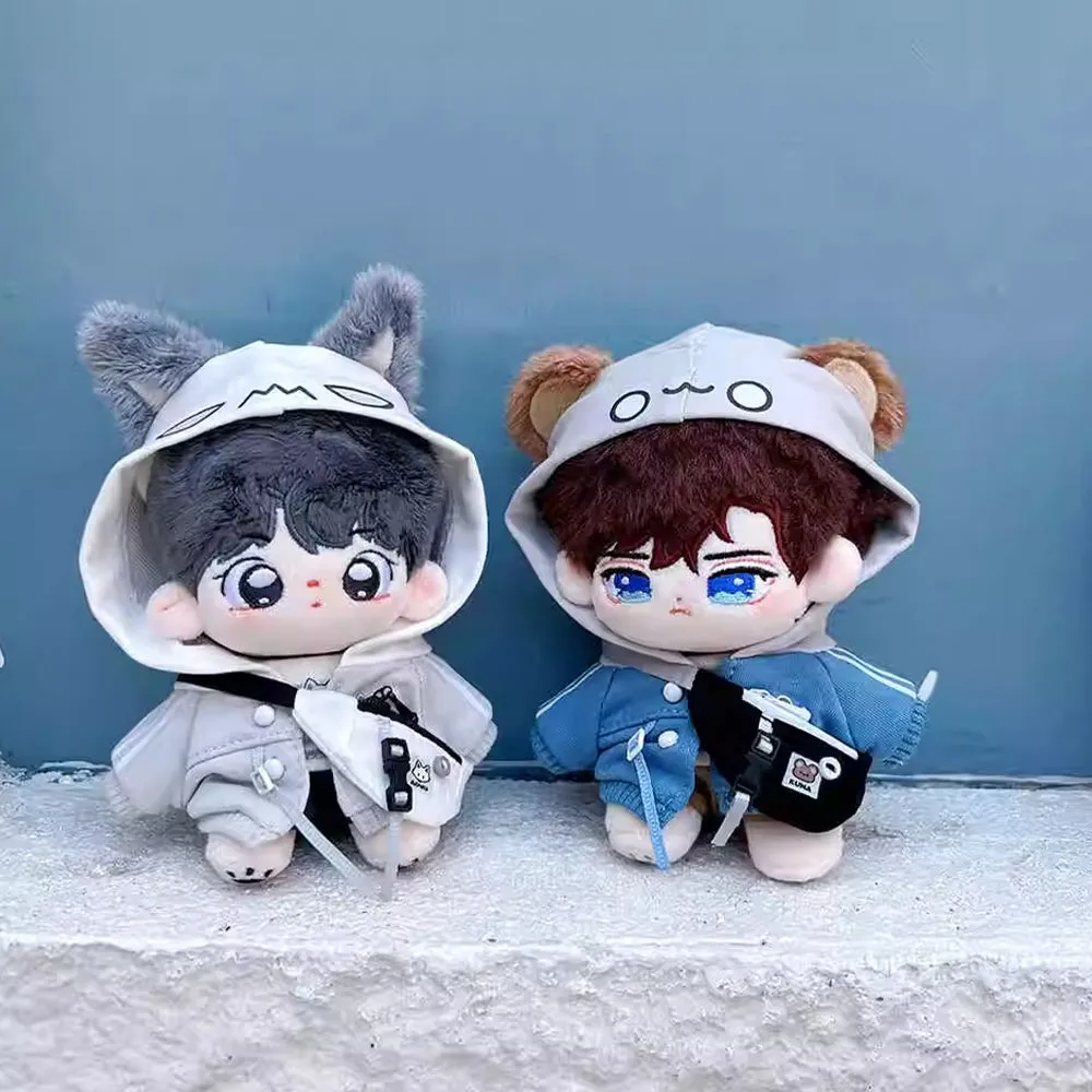 niannyyhouse 10cm 15cm 20cm Plush Doll Clothes Hoodie Vest Pants Backpacks Glasses Shoes Wolf Bear Outfit Soft Stuffed Toy Dressup Gift