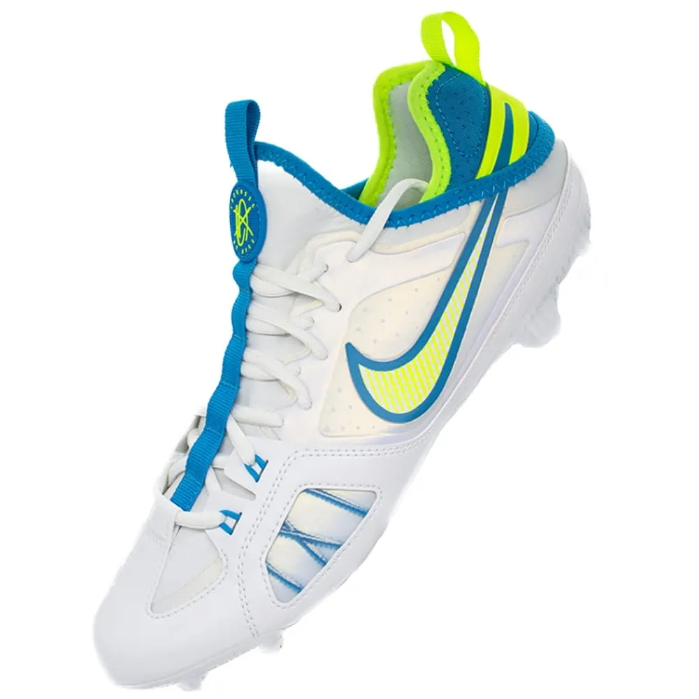 Nike Huarache 9 Varsity Lax SE White/Blue/Volt Lacrosse Cleats