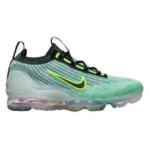 Nike Kid's Air VaporMax 2021 Flyknit Next Nature Shoes - Volt / Photo Blue / Metallic Silver / Black