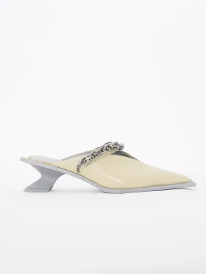 Nuogic Atlantis Metal Chain Pointed Toe Low Heel Mules - Yellow