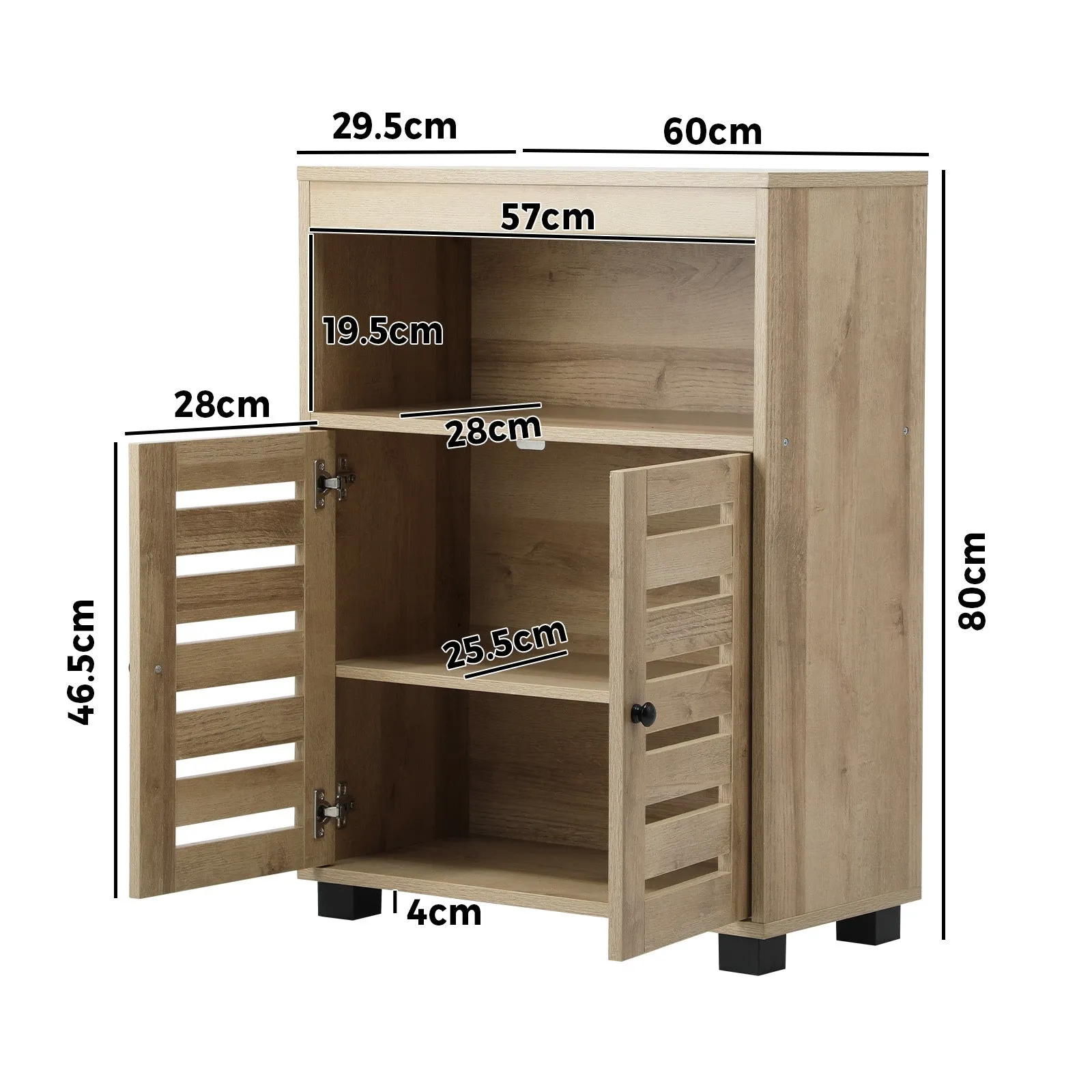 Oikiture Shoe Rack Shoes Storage Cabinet Organiser Shelf 2 Doors Brown