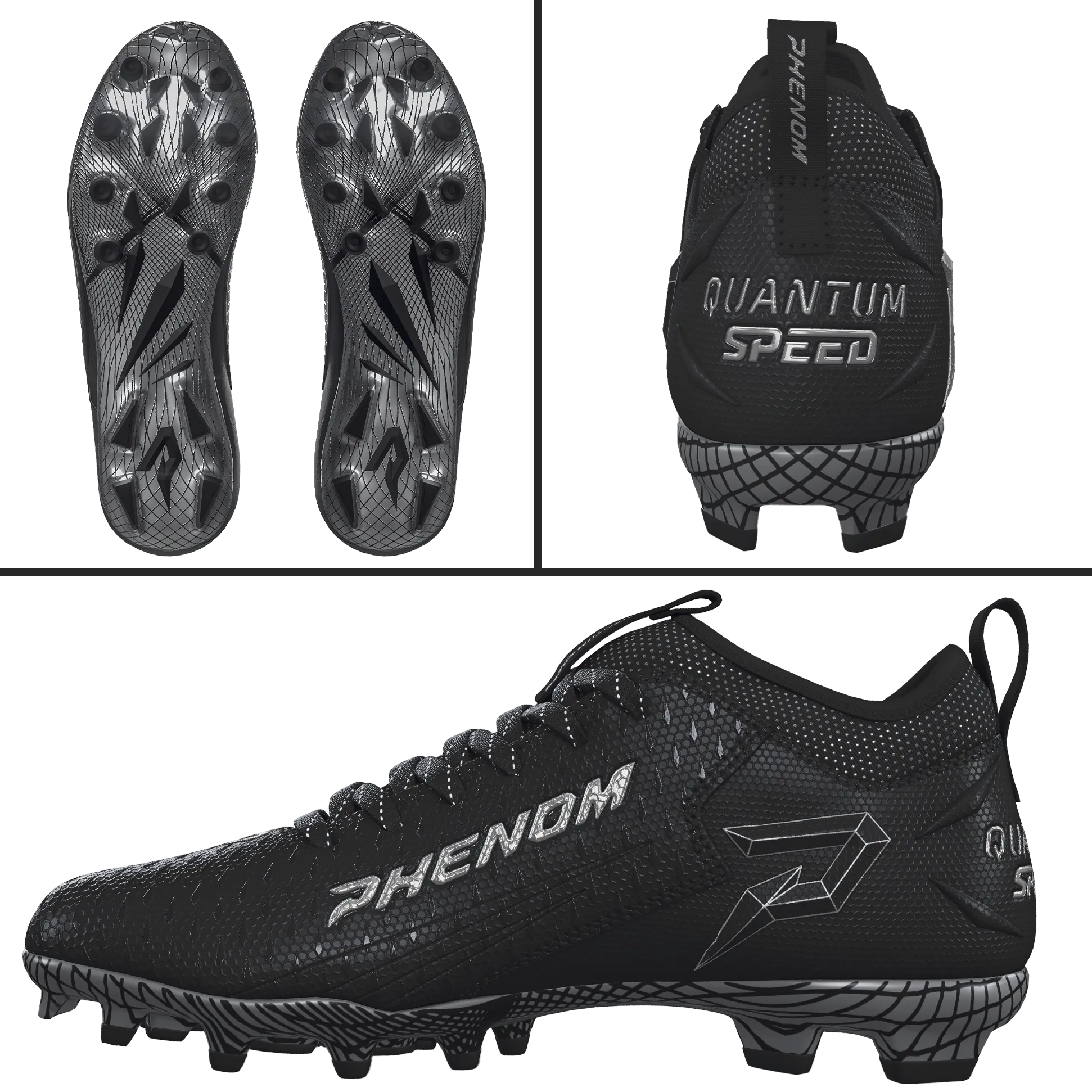 Phenom Elite Quantum Speed 2.0 Football Cleats - Team Colors - White or Black