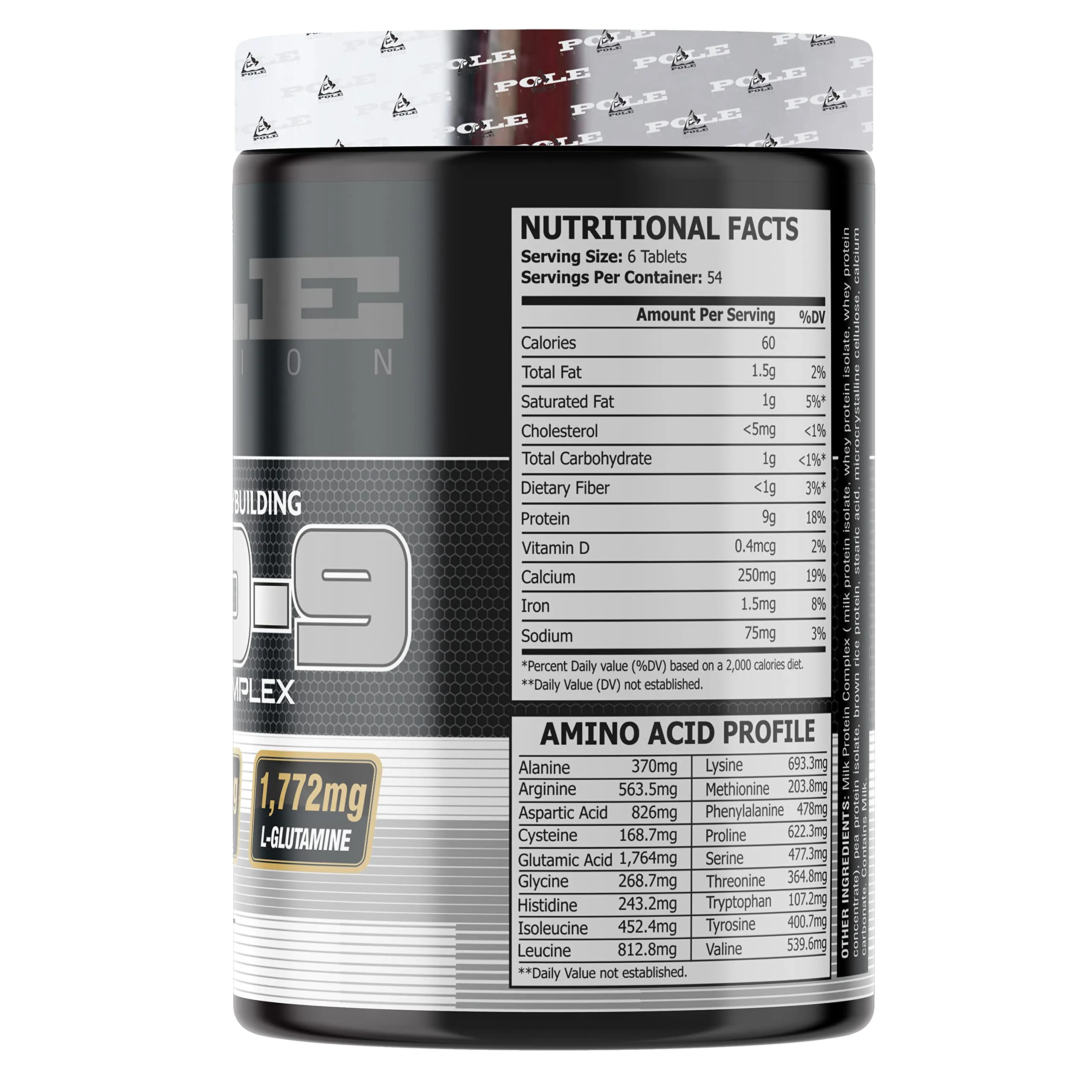 Pole Nutrition Amino 9-324 Tablets | Full Amino Acid Complex for Athletes & Bodybuilders | Nutraceutical Supplement for Enhanced Performance