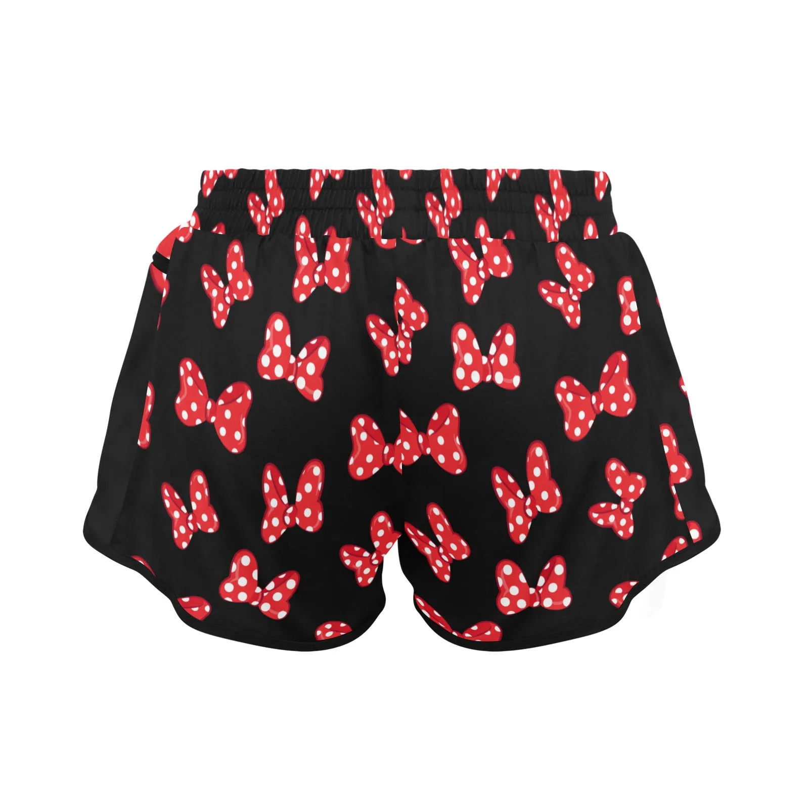 Polka Dot Bows Women's Athletic Sports Shorts