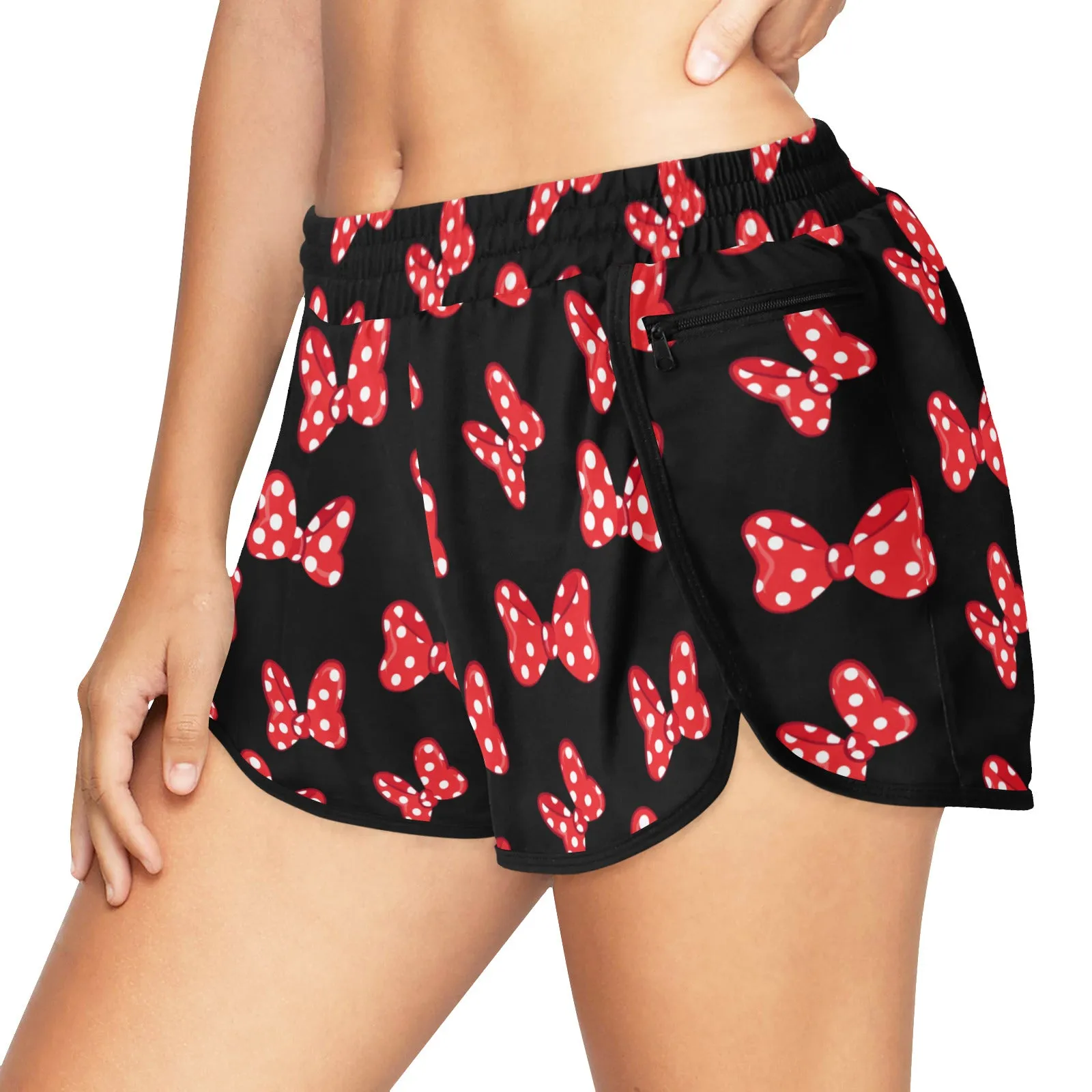 Polka Dot Bows Women's Athletic Sports Shorts