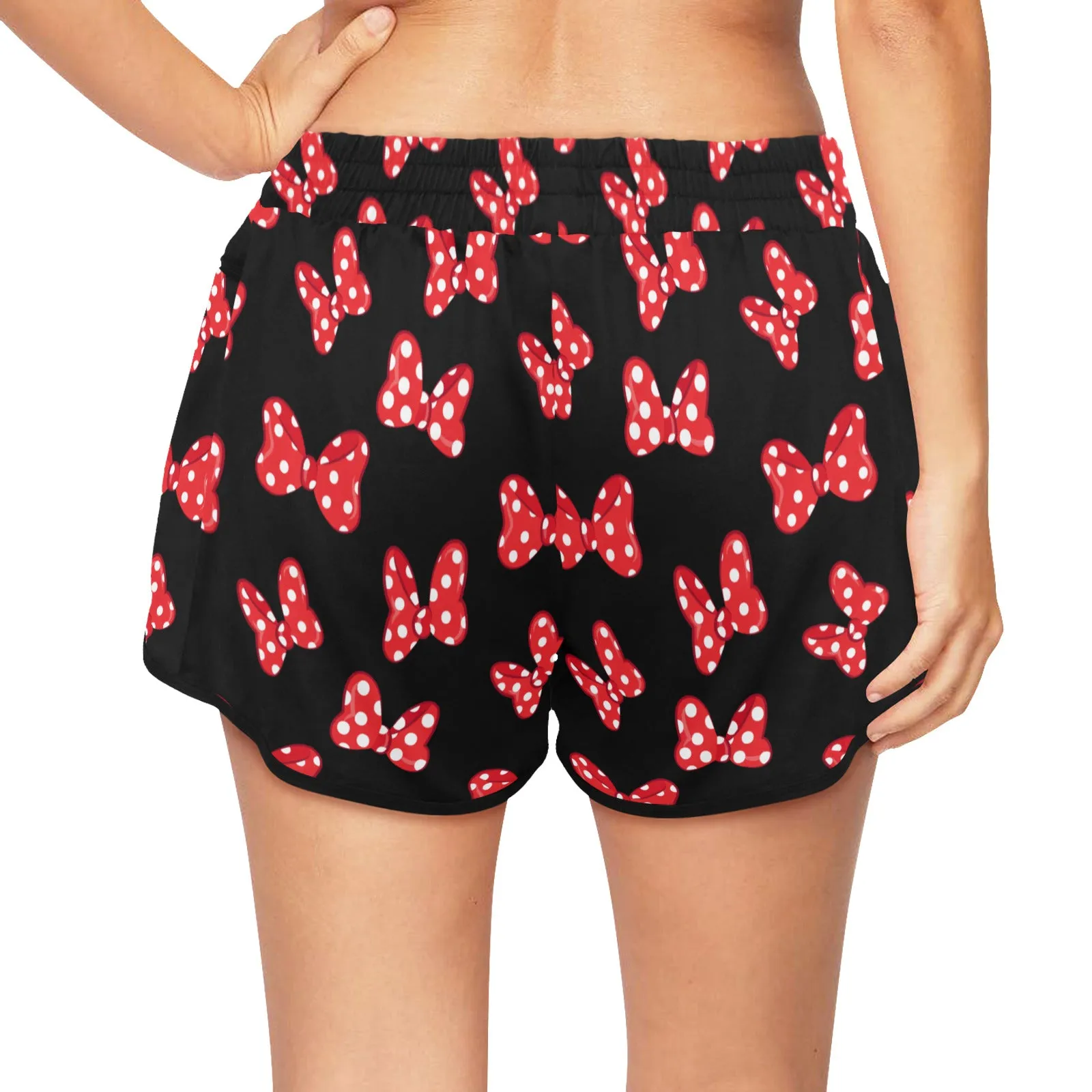 Polka Dot Bows Women's Athletic Sports Shorts