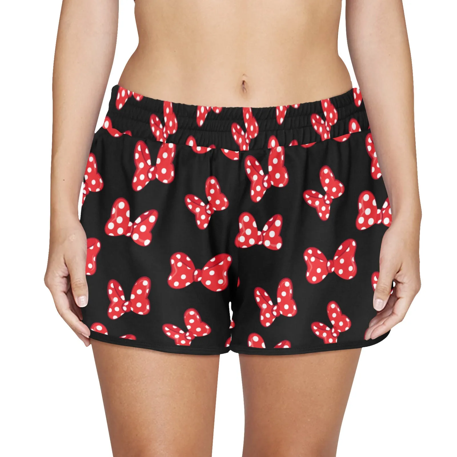 Polka Dot Bows Women's Athletic Sports Shorts