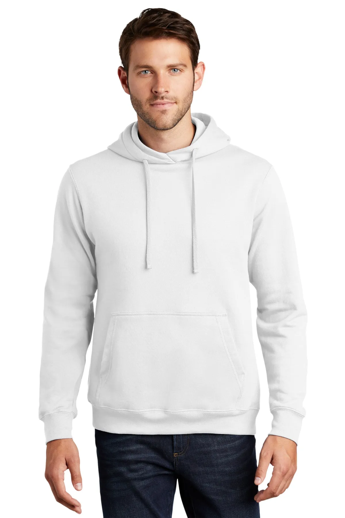 Port & Company Fan Favorite Fleece Branded Hoodies, White