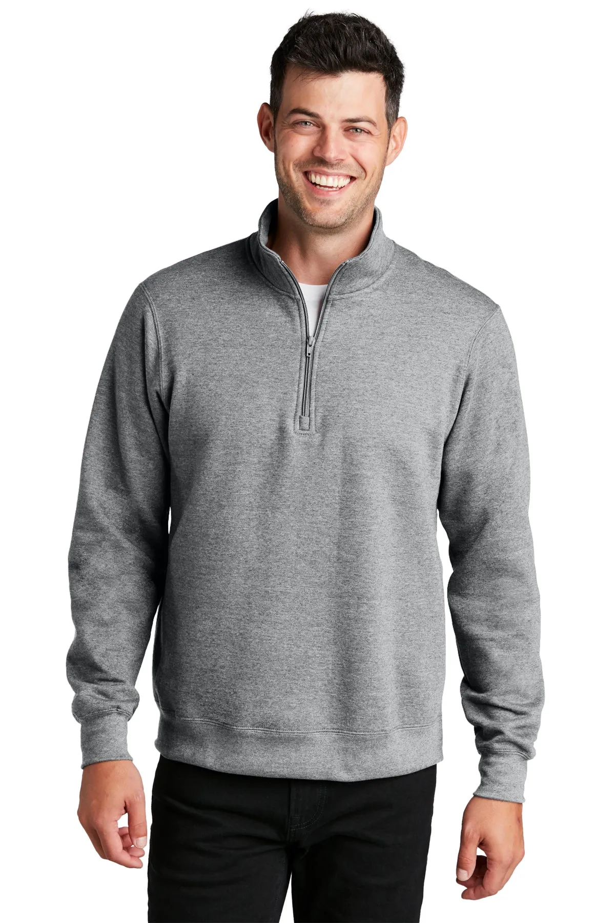 Port & Company Fan Favorite Fleece Branded Quarter Zips, Athletic Heather