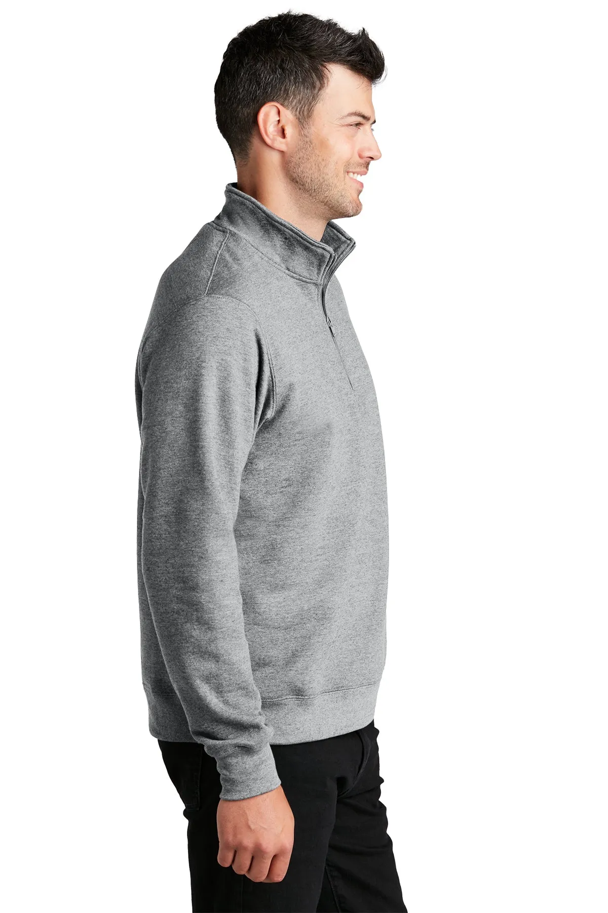 Port & Company Fan Favorite Fleece Branded Quarter Zips, Athletic Heather