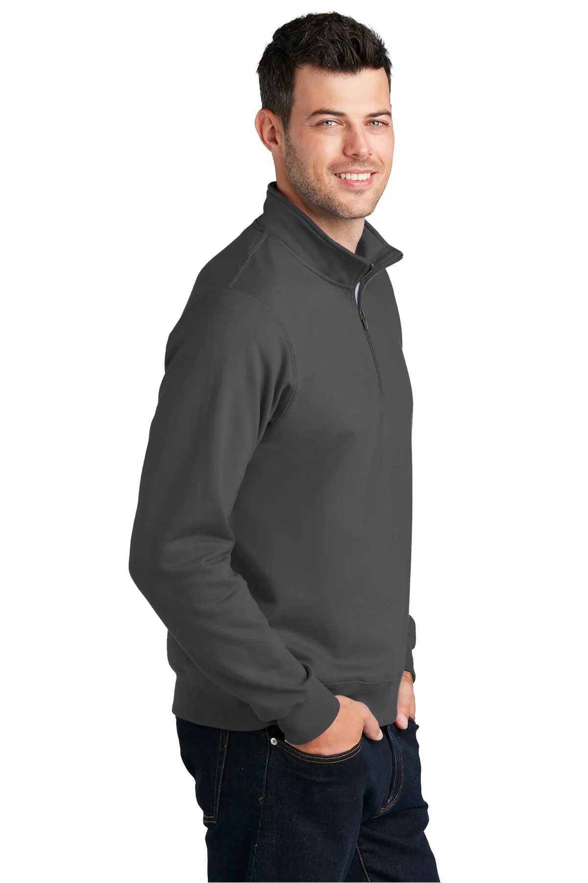 Port & Company Fan Favorite Fleece Custom Quarter Zips, Charcoal