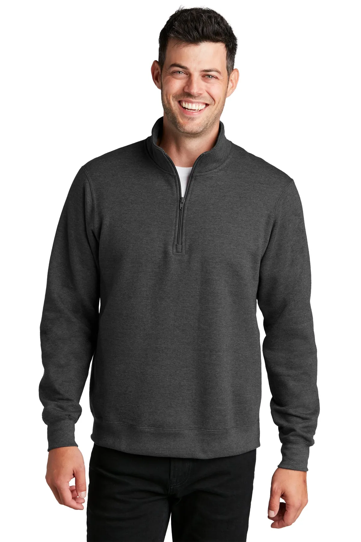 Port & Company Fan Favorite Fleece Custom Quarter Zips, Dark Heather Grey