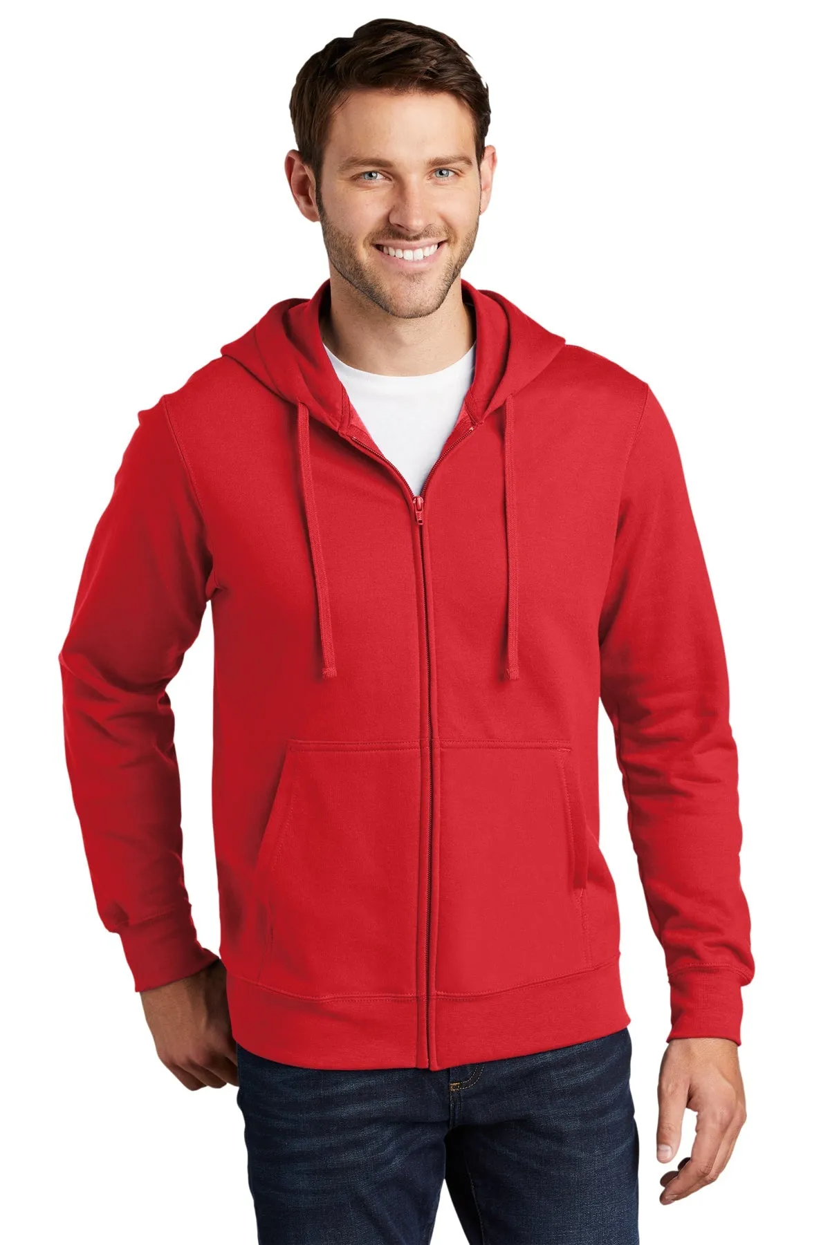 Port & Company Fan Favorite Fleece Custom Zip Hoodies, Bright Red