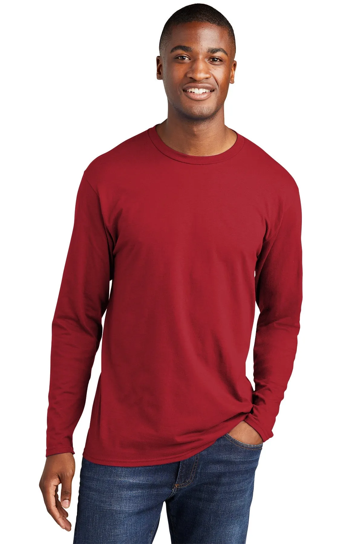 Port & Company Long Sleeve Fan Custom Favorite Tee's, Team Cardinal