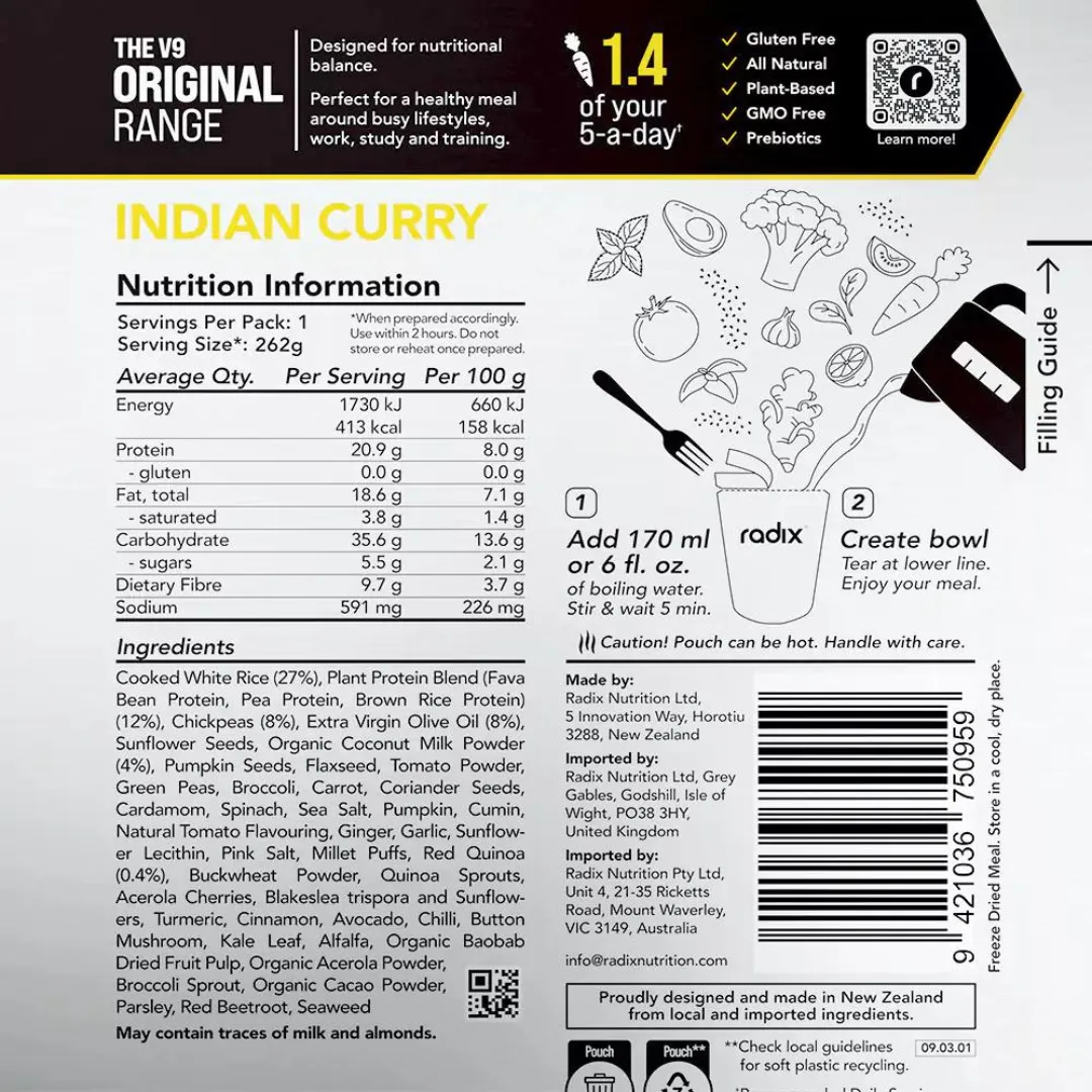 Radix Nutrition - Original Meals v9.0 - Indian Curry (400 Kcal)