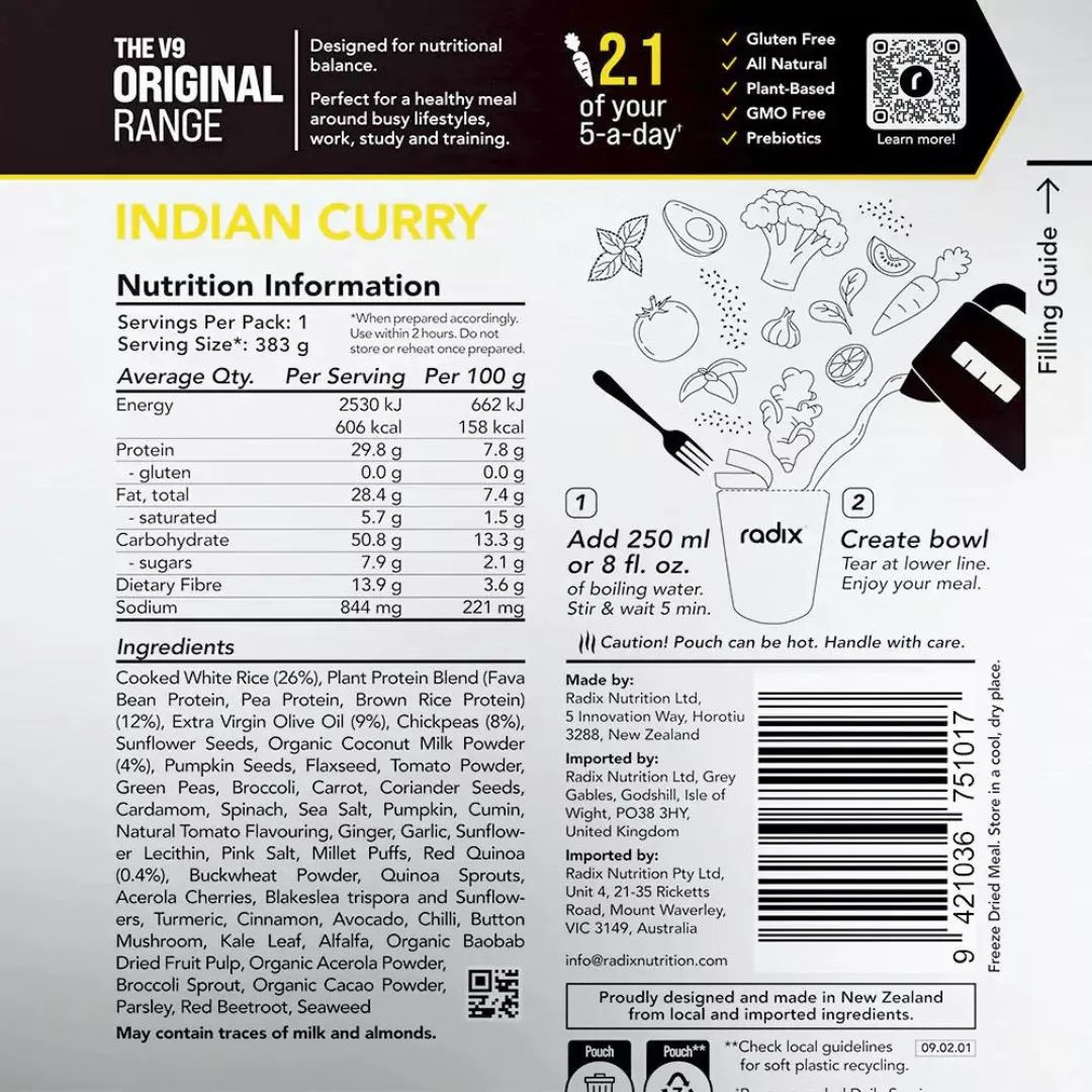 Radix Nutrition - Original Meals v9.0 - Indian Curry (600 Kcal)