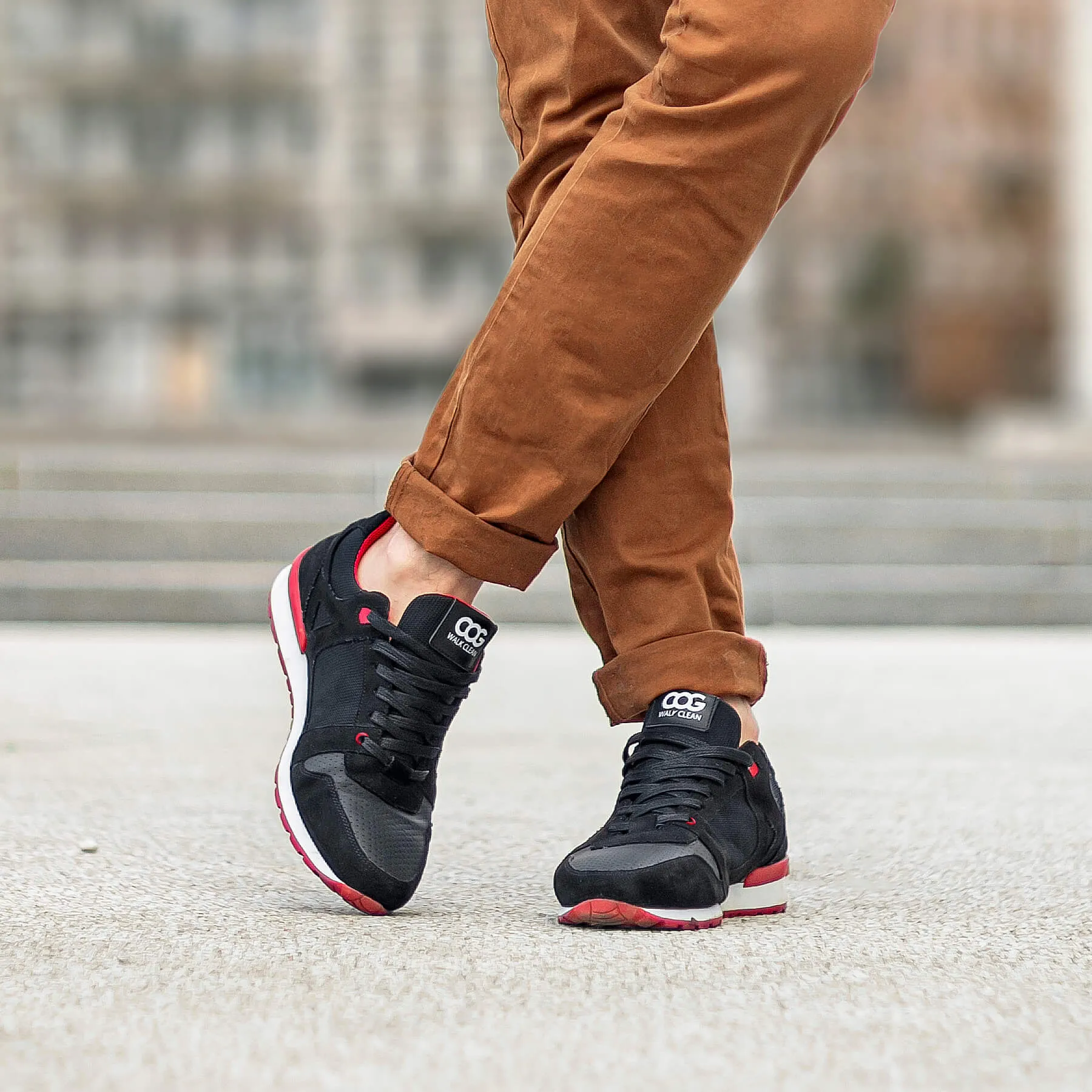 Raven Men's Vegan Sneakers | Black & Red