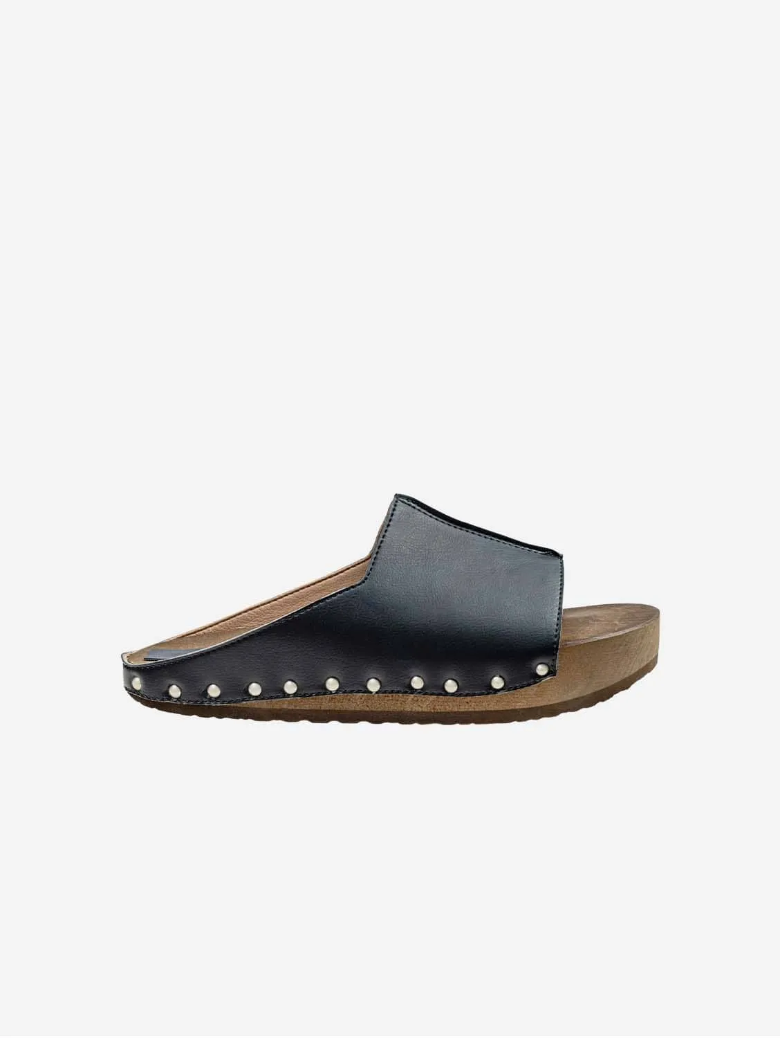 Recycled Vegan Leather Wood Vegan Clogs | Black