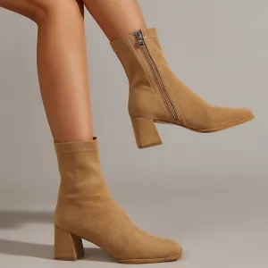 Retro Front Lace-up Square Heel Boots