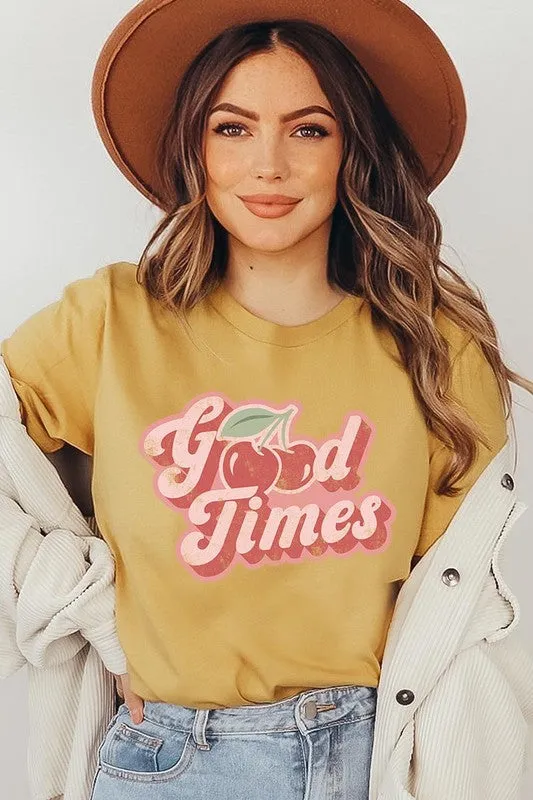 Retro Good Times Cherry Fruit Graphic T Shirt