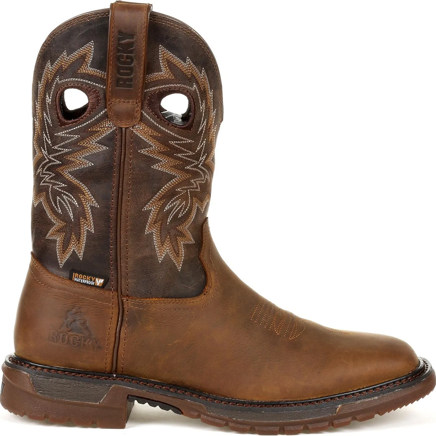 Rocky Mens Brown Leather FLX Original Ride WP Cowboy Boots