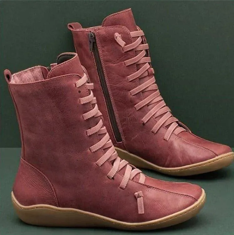 Round Toe Zipper Casual High Boots for Bunions