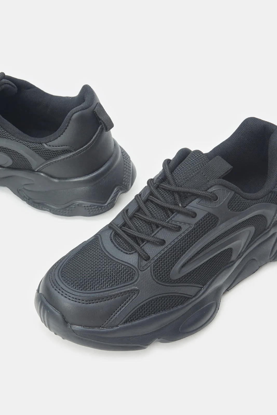 Senior Boys  Black Triple Chunky Trainer