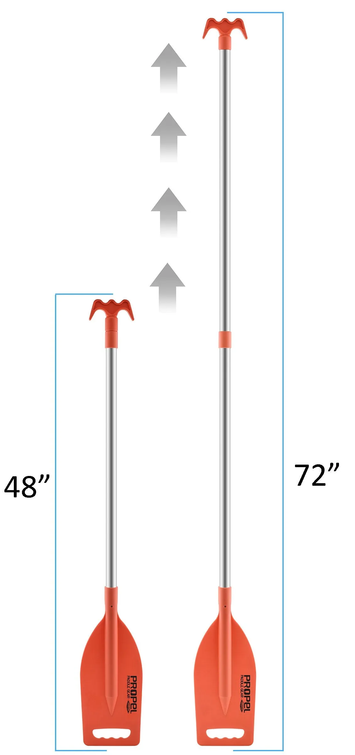 Shoreline Marine Propel Paddle & Boat Hook Telescoping Combo, Orange, 48"-72"