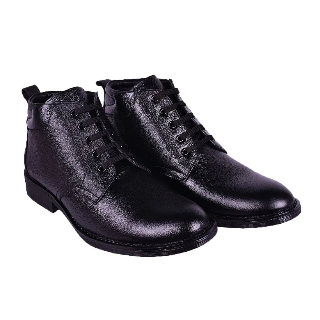 Somugi Genuine Leather Black Formal Lace up Half Boot