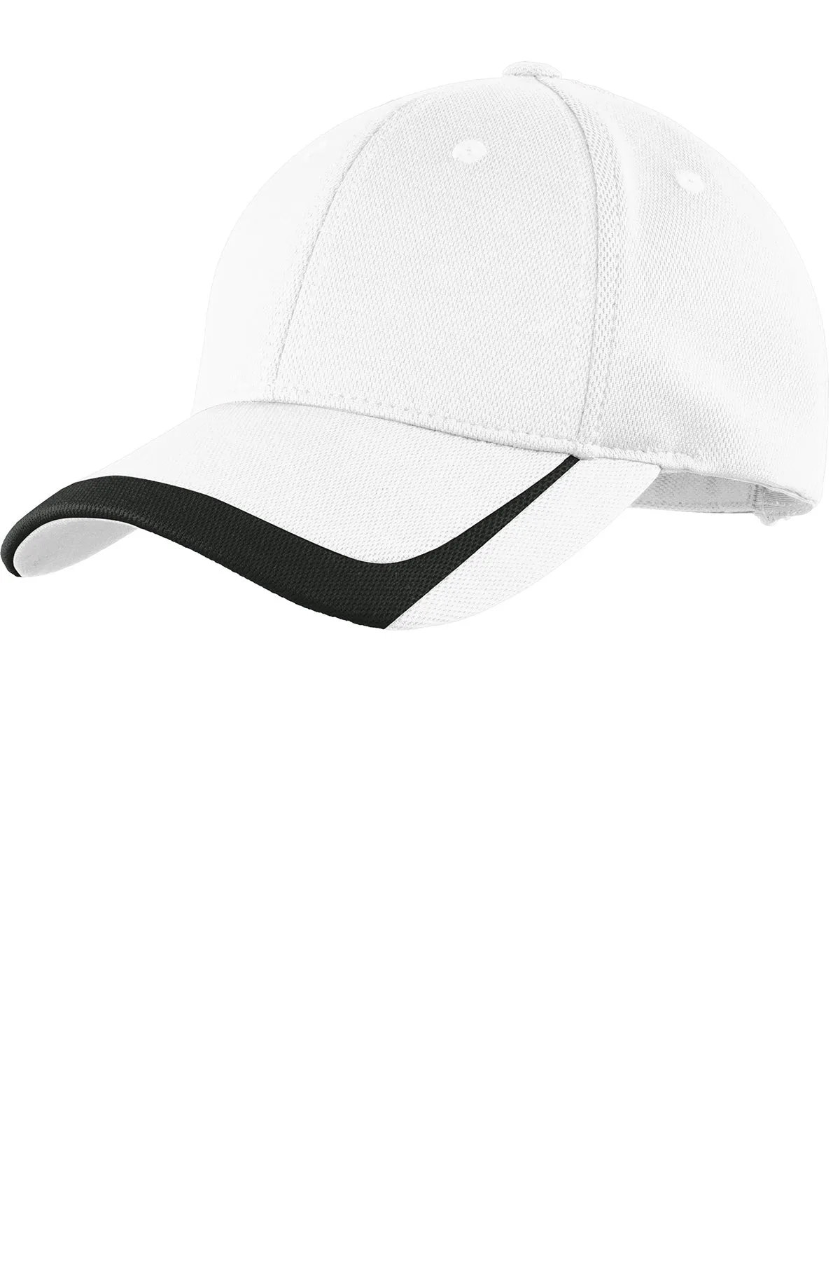 Sport-Tek Pique Custom Colorblock Caps, White/ Black