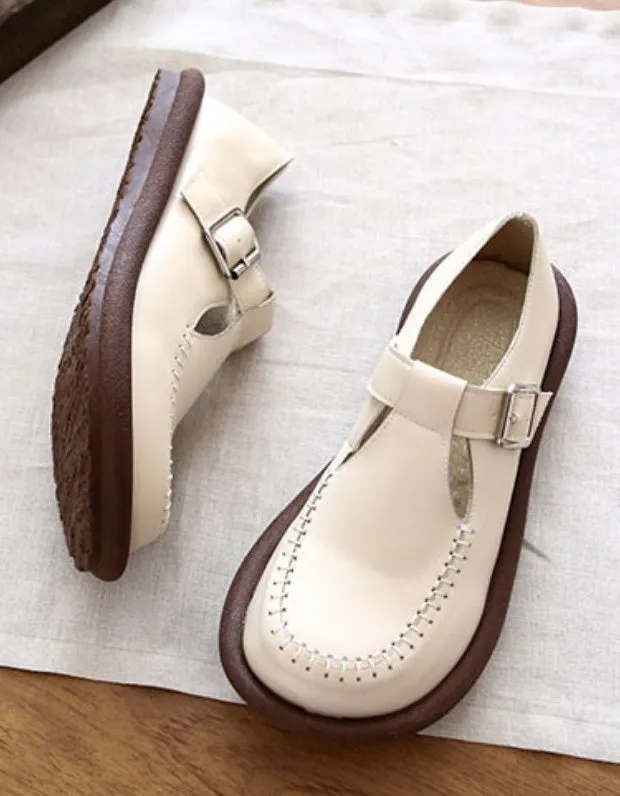 Spring Wide Head T-strap Comfortable Loafers