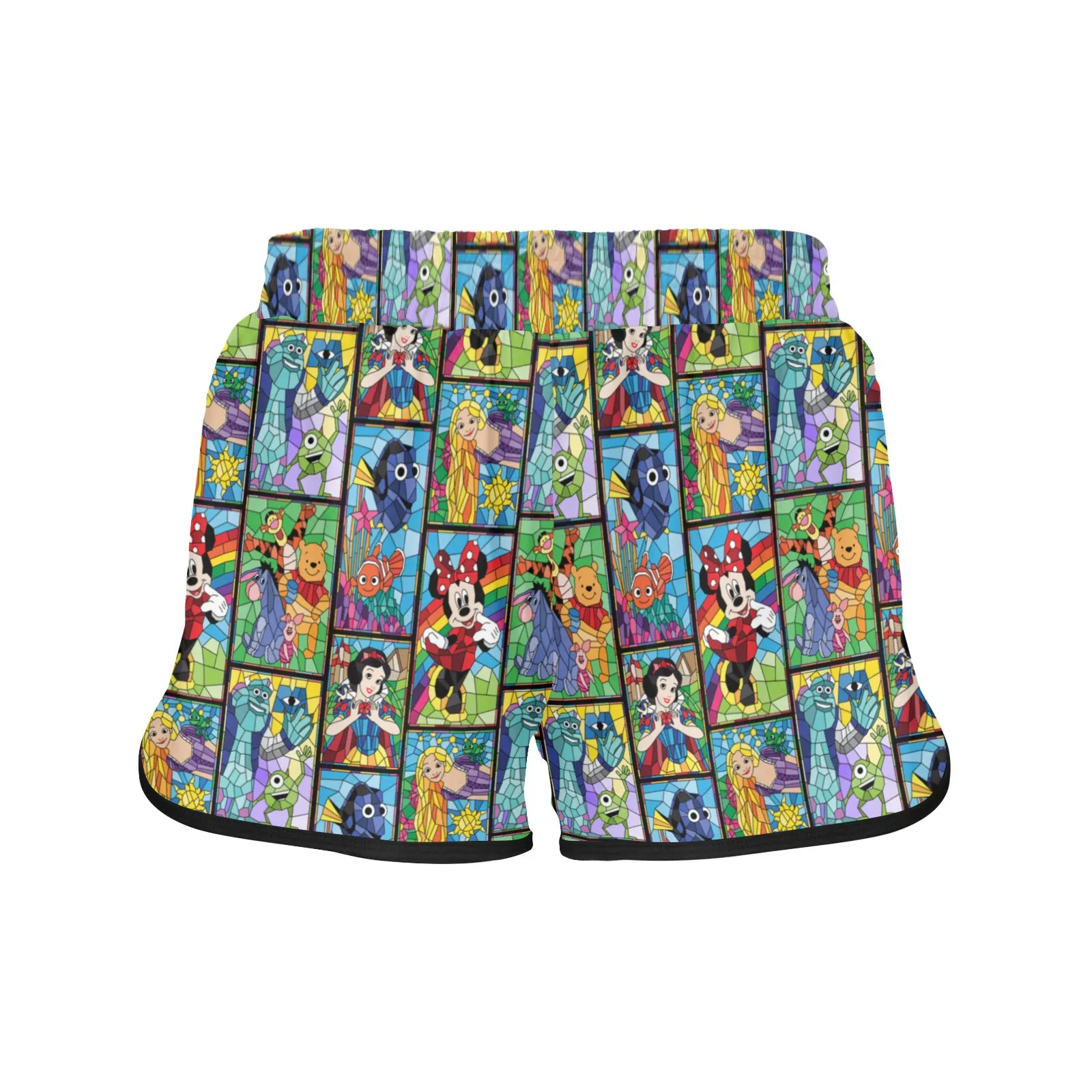 Stained Glass Characters Women's Athletic Sports Shorts