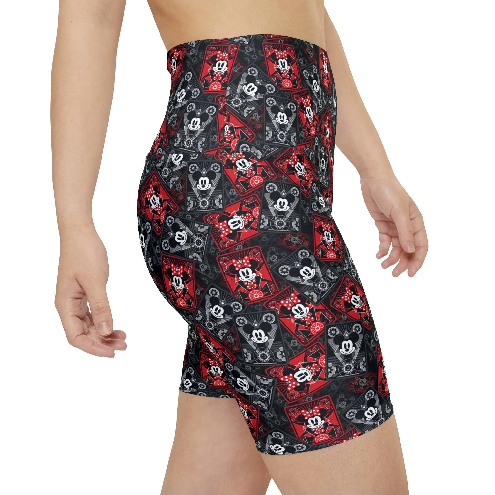 Steamboat Mickey And Minnie Cards Women's Athletic Workout Shorts