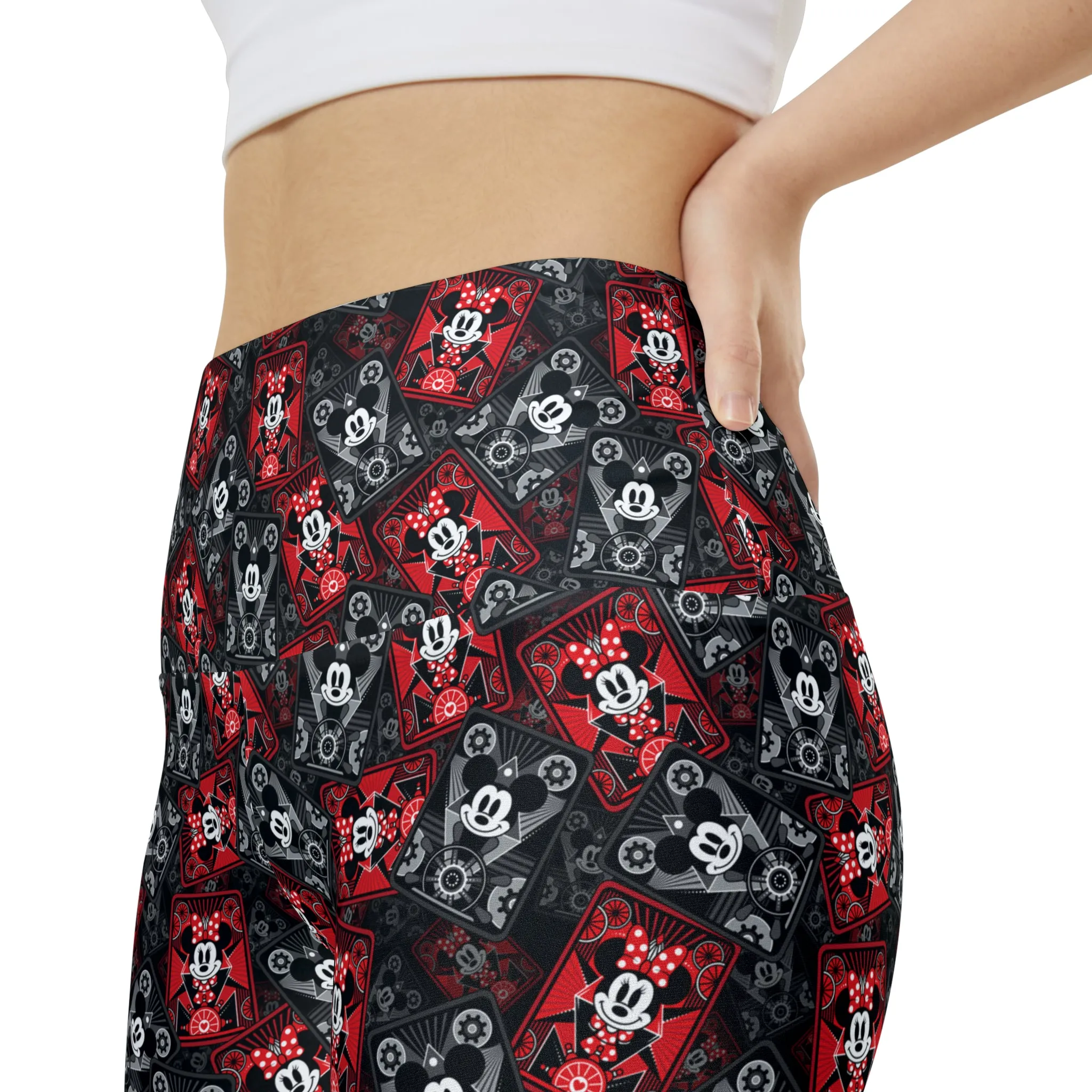 Steamboat Mickey And Minnie Cards Women's Athletic Workout Shorts