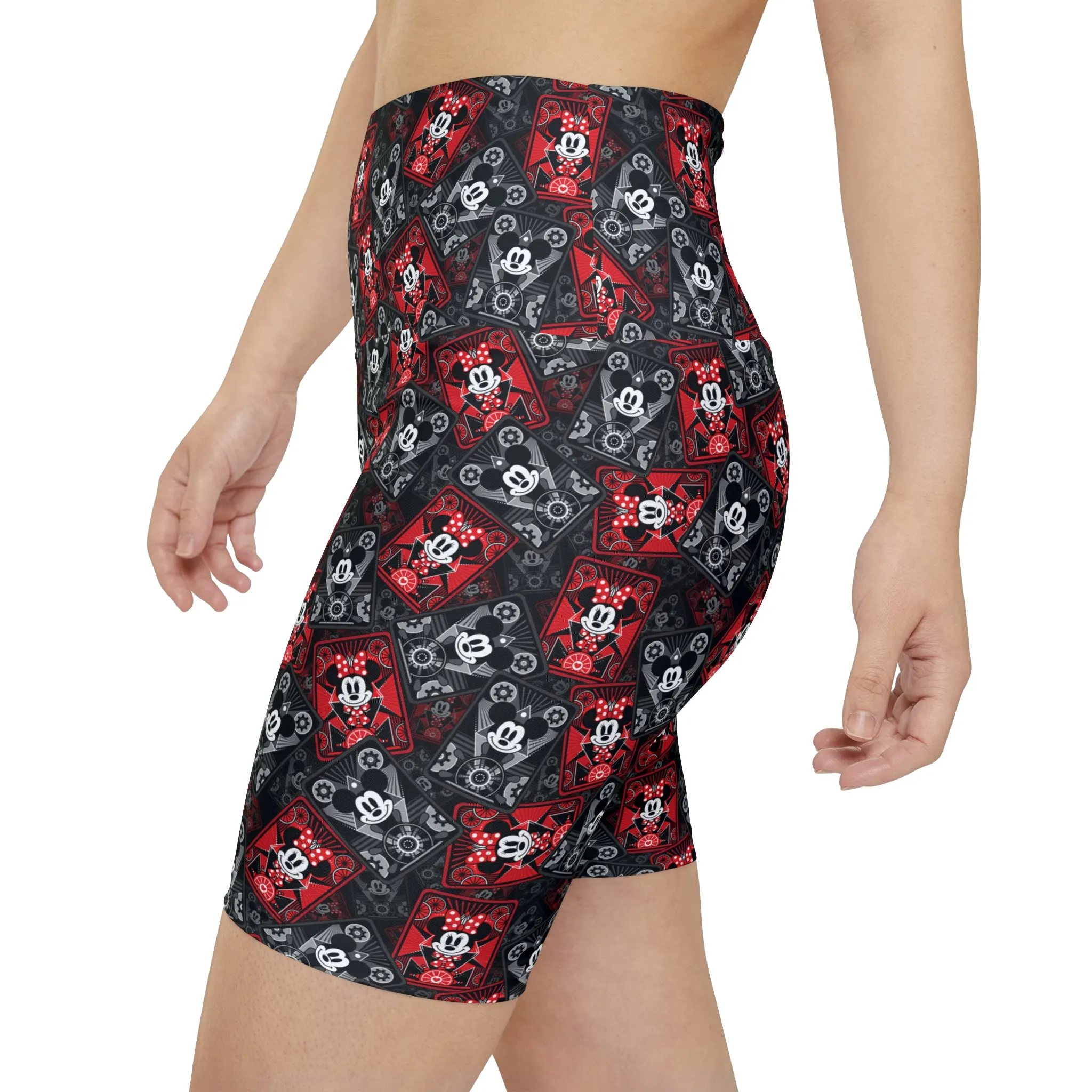 Steamboat Mickey And Minnie Cards Women's Athletic Workout Shorts