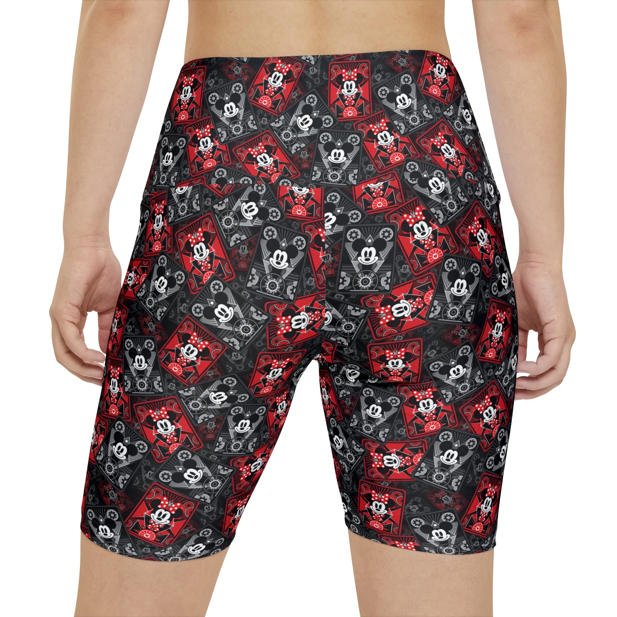 Steamboat Mickey And Minnie Cards Women's Athletic Workout Shorts