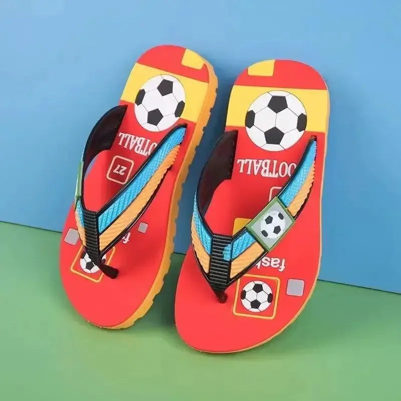 Summer Boys Football Print Beachwear Flops-Flips