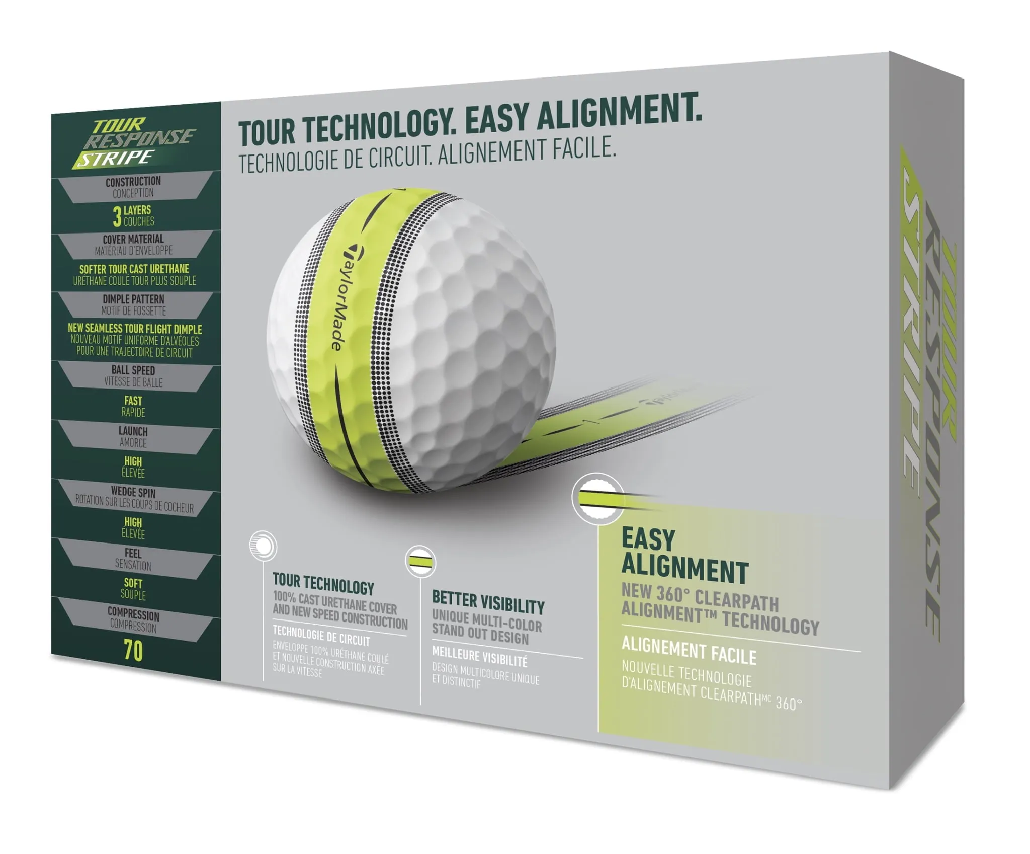 TaylorMade Tour Response Stripe Golf Balls, 12 Pack, White