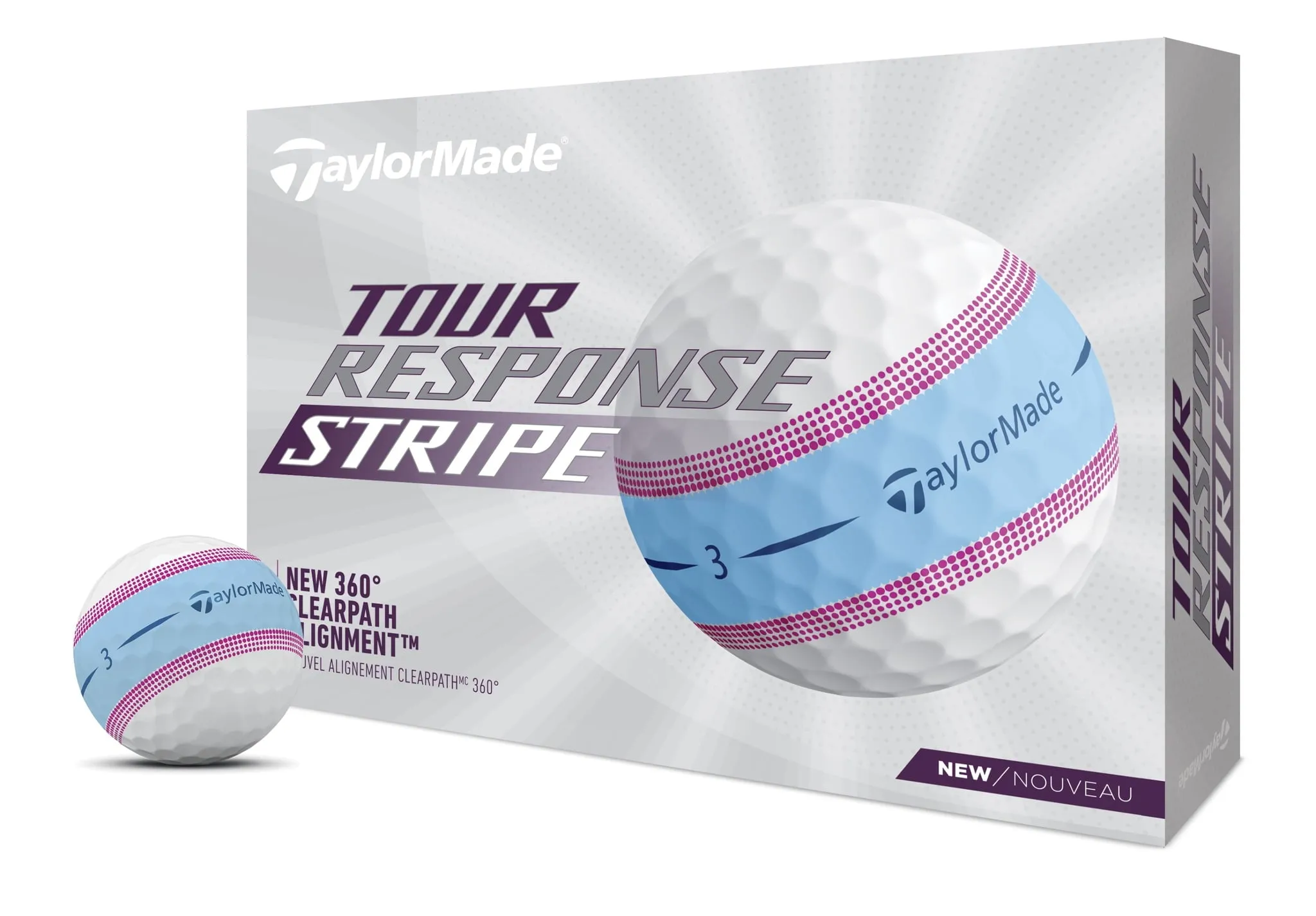 TaylorMade Tour Response Stripe Golf Balls, 12 Pack, White