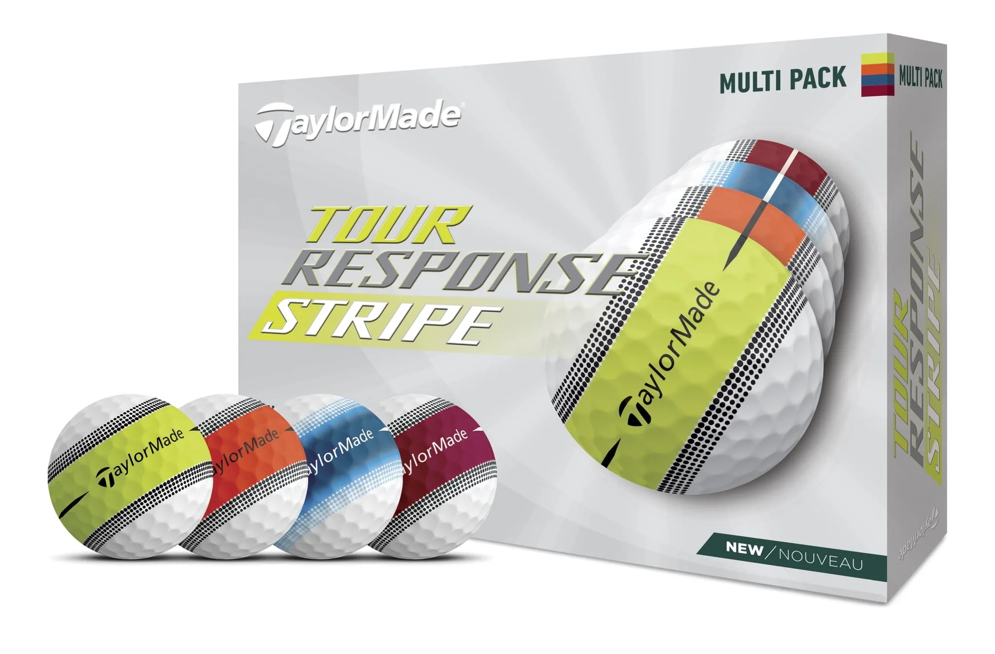 TaylorMade Tour Response Stripe Golf Balls, 12 Pack, White