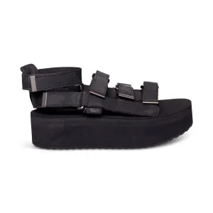 Teva Flatform Mevia Leather Black Sandals - Women's